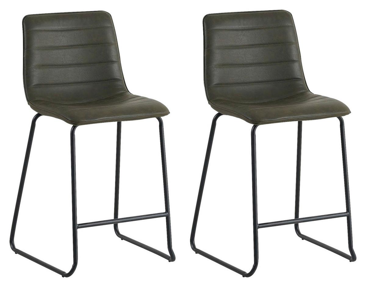 Barhocker-Set Milan - Dunkelgrün/Schwarz, KONVENTIONELL, Kunststoff/Textil (49/98/54,5cm) - MID.YOU