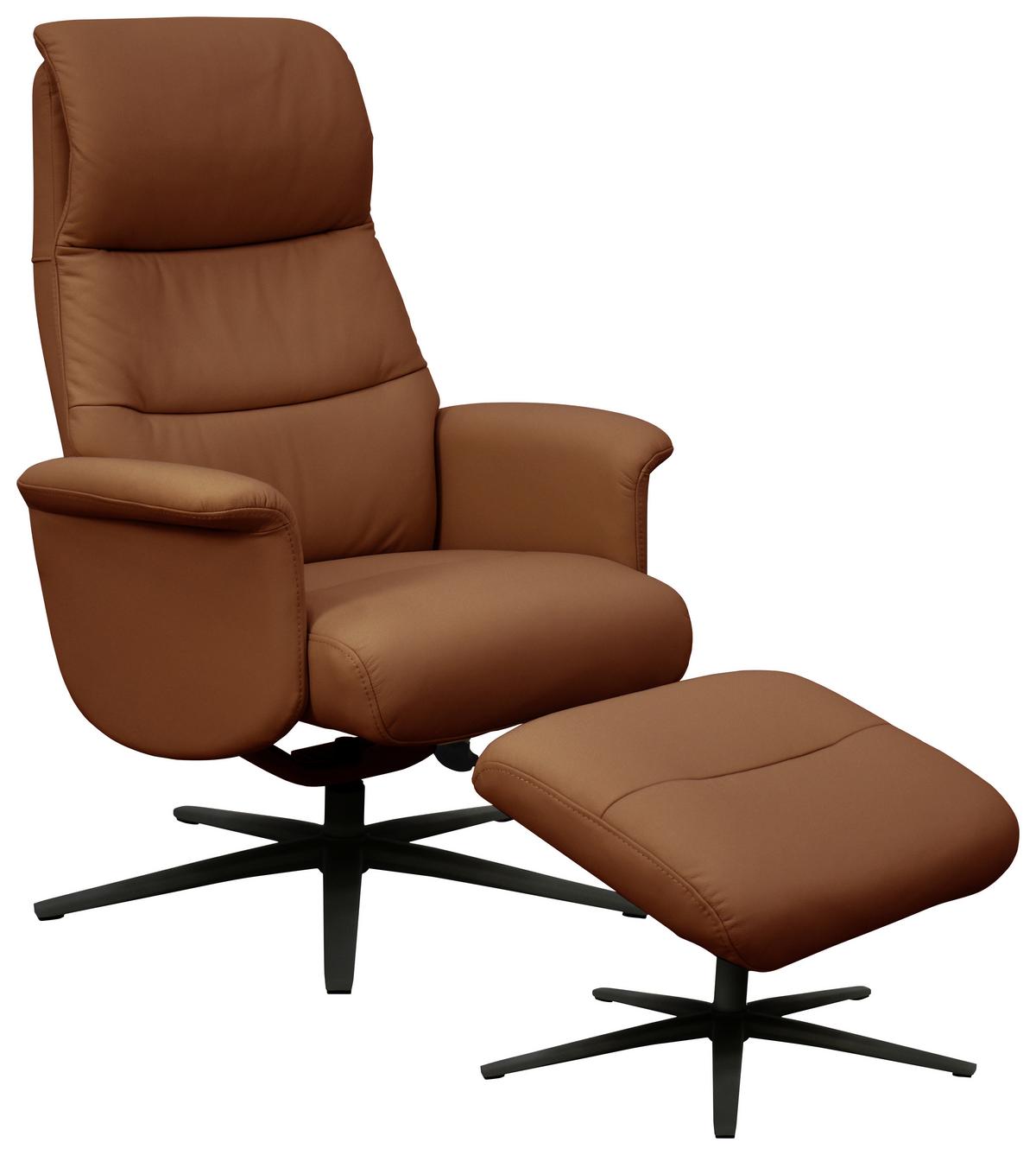 Relaxsesselset Repose Kupferfarben B: 76 cm - Schwarz/Kupferfarben, Design, Leder/Textil (76/107/79cm) - Livetastic