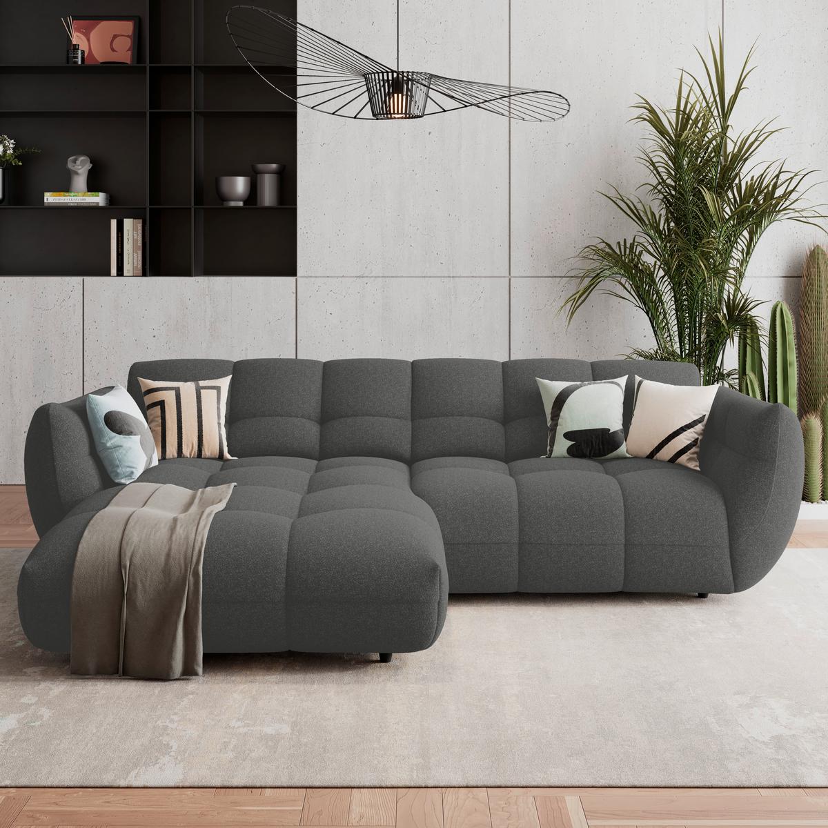 Ecksofa Panda Chenille anthrazit, 178x280cm - Dunkelgrün/Anthrazit, Trend, Textil (178/280cm)