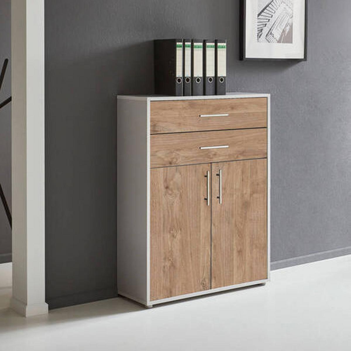Office Edition B: 84,5 cm Grau/Eichefarben - Eichefarben/Grau, MODERN, Holzwerkstoff (84,5/114/33cm) - MID.YOU