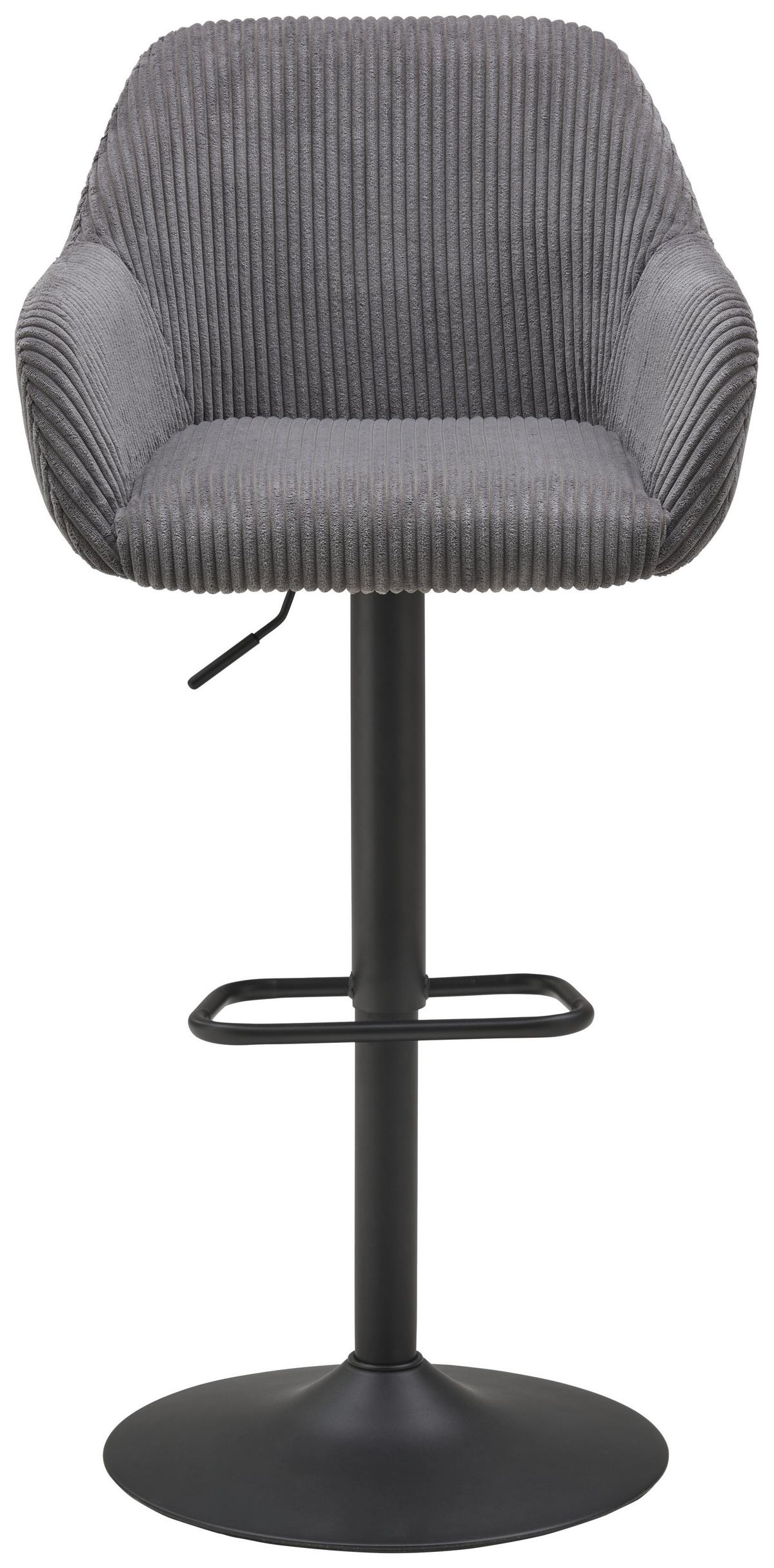 Barhocker Kiana - Schwarz/Grau, LIFESTYLE, Textil/Metall (44/95-117/55cm) - Livetastic