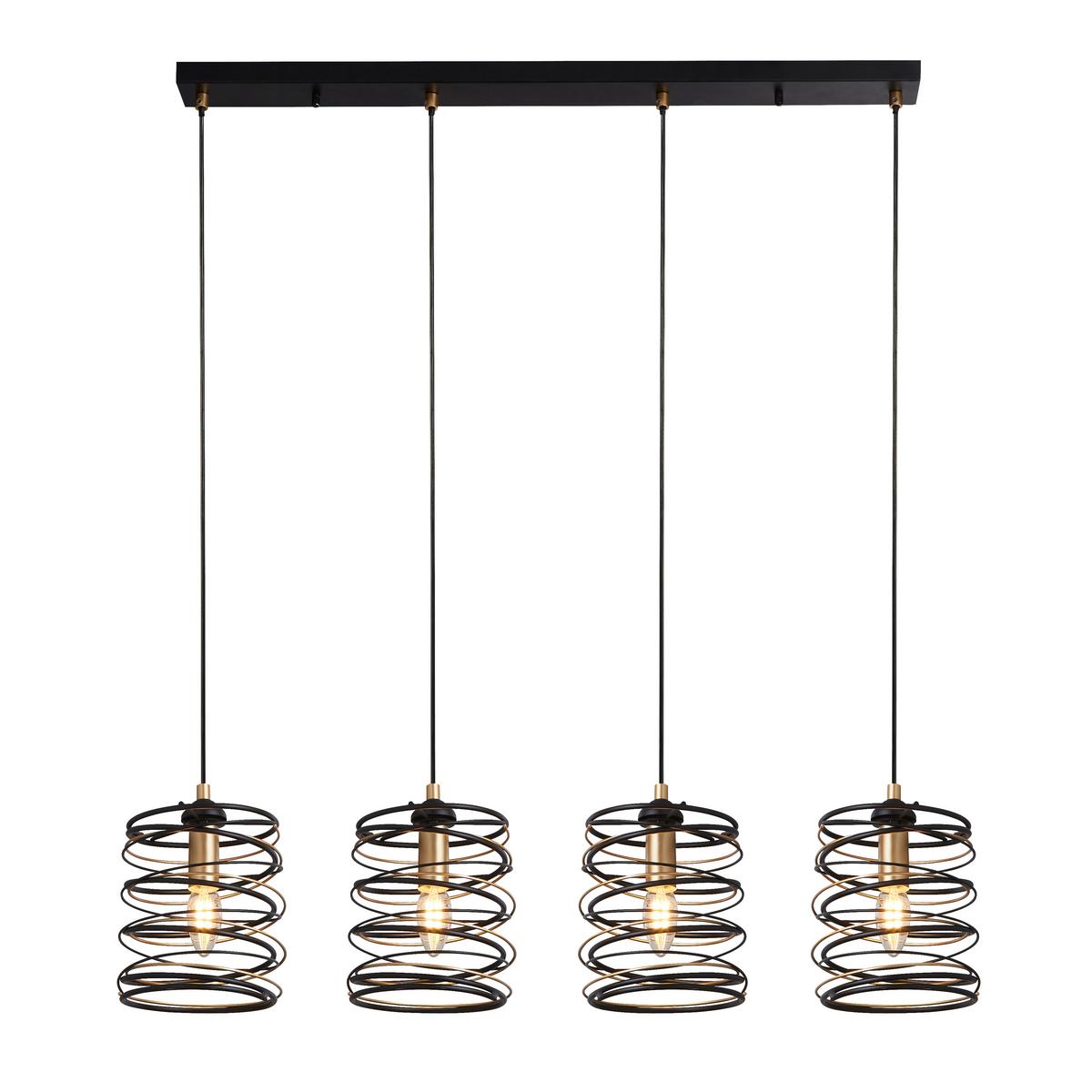 Hängeleuchte Spring H: 110 cm, 4-Flammig, Goldfarben/Schwarz - Goldfarben/Schwarz, Design, Metall (91/110/16cm)