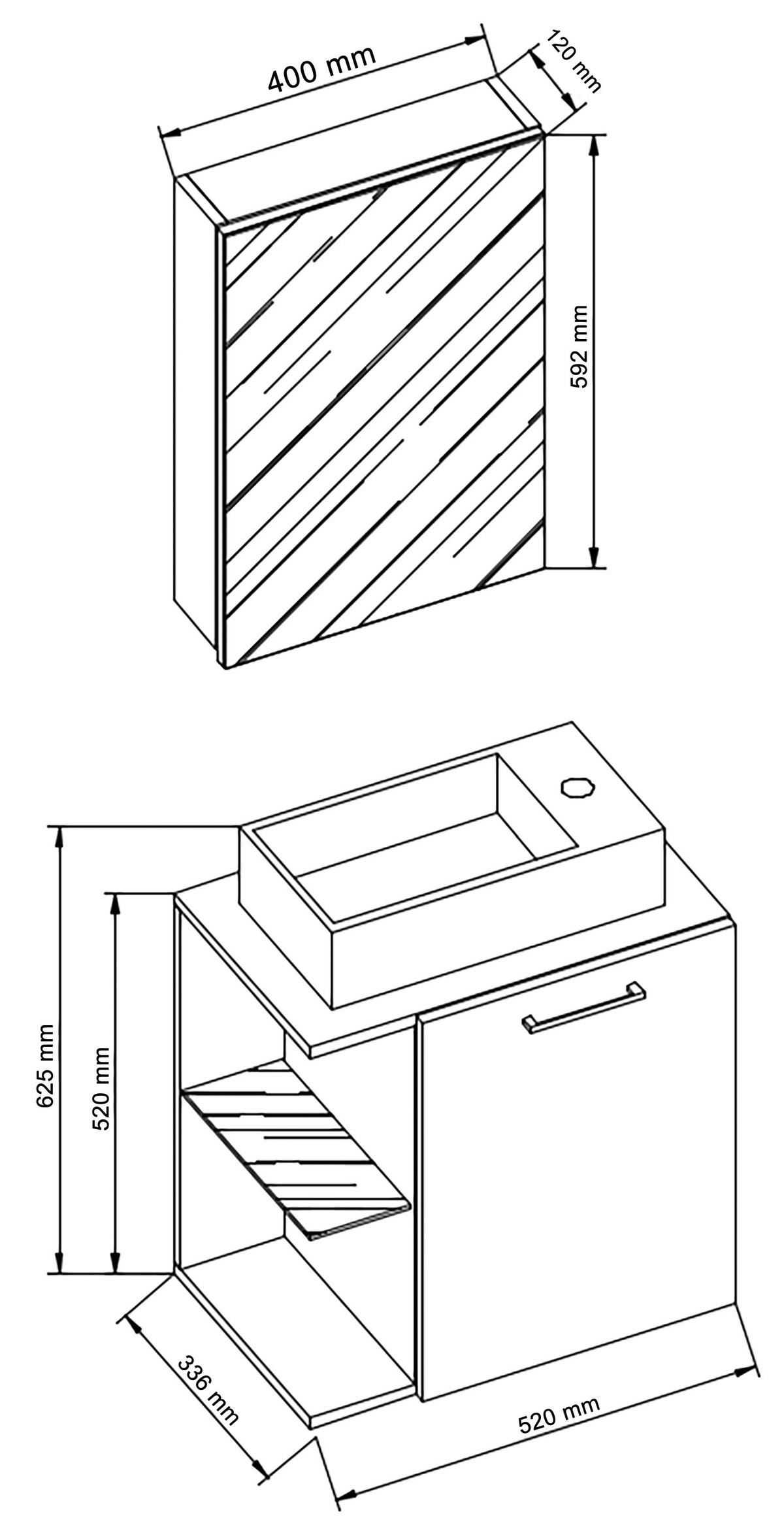 Gästebad Hausa Bl - Anthrazit/Schwarz, MODERN, Glas/Keramik (52cm) - MID.YOU