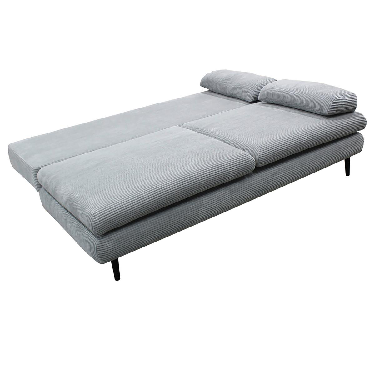 2-sitzer-sofa Mit Schlaffunkt. Fiore Und Bettkasten Hellgrau - Hellgrau/Schwarz, Design, Textil (202/85/99cm) - P & B