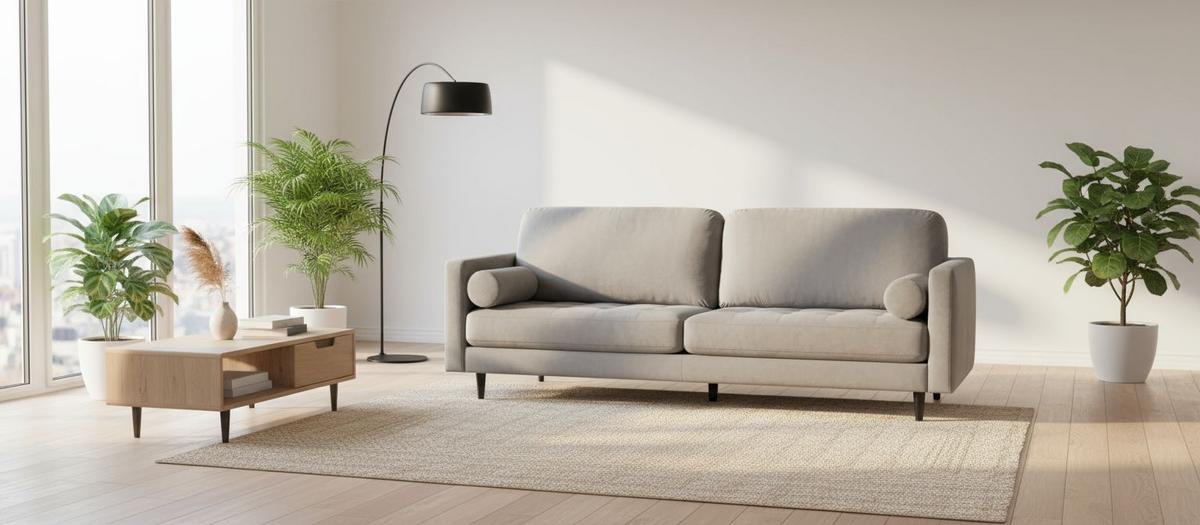 3-sitzer-sofa Janina Samt Grau - Schwarz/Grau, MODERN, Textil (211/88/89cm) - P & B