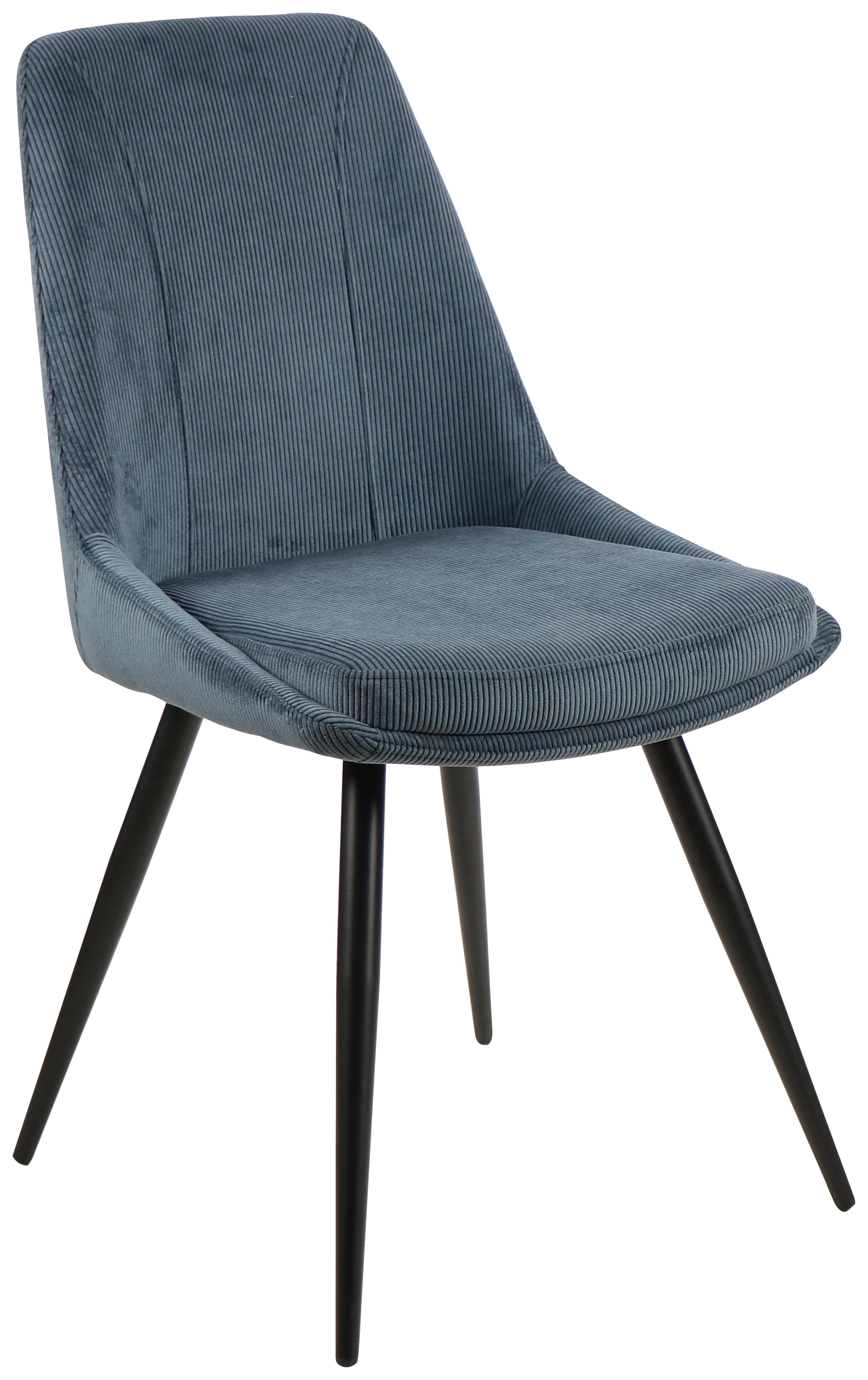 Stuhl Corinna - Blau/Schwarz, MODERN, Holz/Textil (49/88/59cm) - MID.YOU