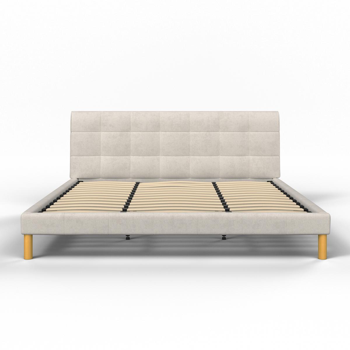 Čalouněná postel MARA 180x200 cm, béžová - přírodní barvy/béžová, Moderní, kov/dřevo (180/200cm) - Bessagi Home