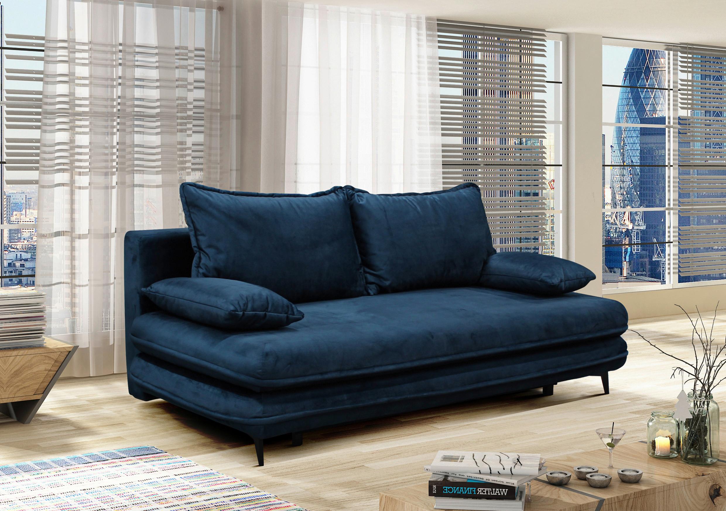 2-sitzer-sofa Mit Schlaffunktion Look B: 217 Cm - Schwarz/Dunkelblau, Design, Textil (217/73/86/106cm) - MID.YOU