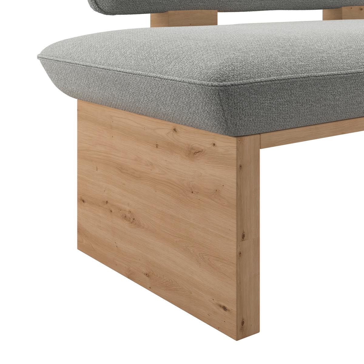 Sitzbank Beluna II Webstoff hellgrau, B: 160cm - Eichefarben/Hellgrau, KONVENTIONELL, Holzwerkstoff/Textil (160/87/67cm) - James Wood