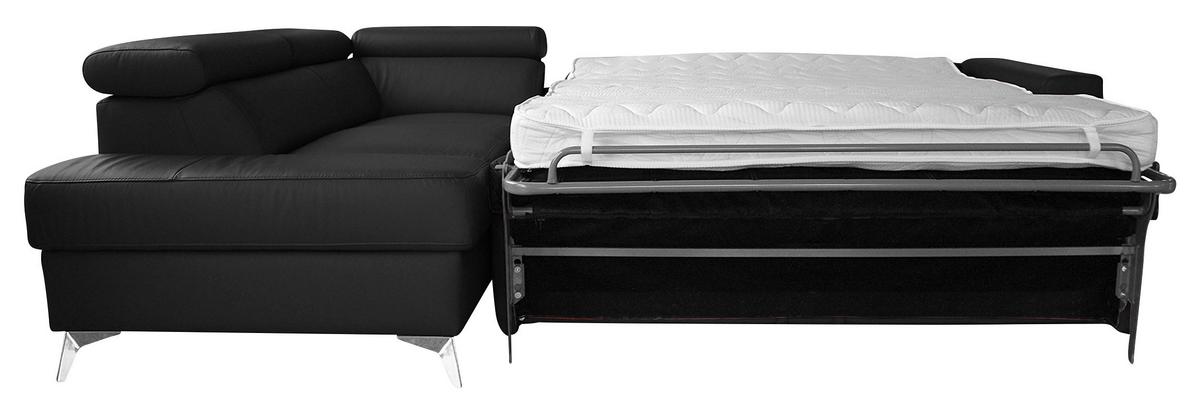 Ecksofa Mondo, Schwarz S: 208x286 Cm - Chromfarben/Schwarz, Design, Leder/Textil (208/286cm) - Livetastic