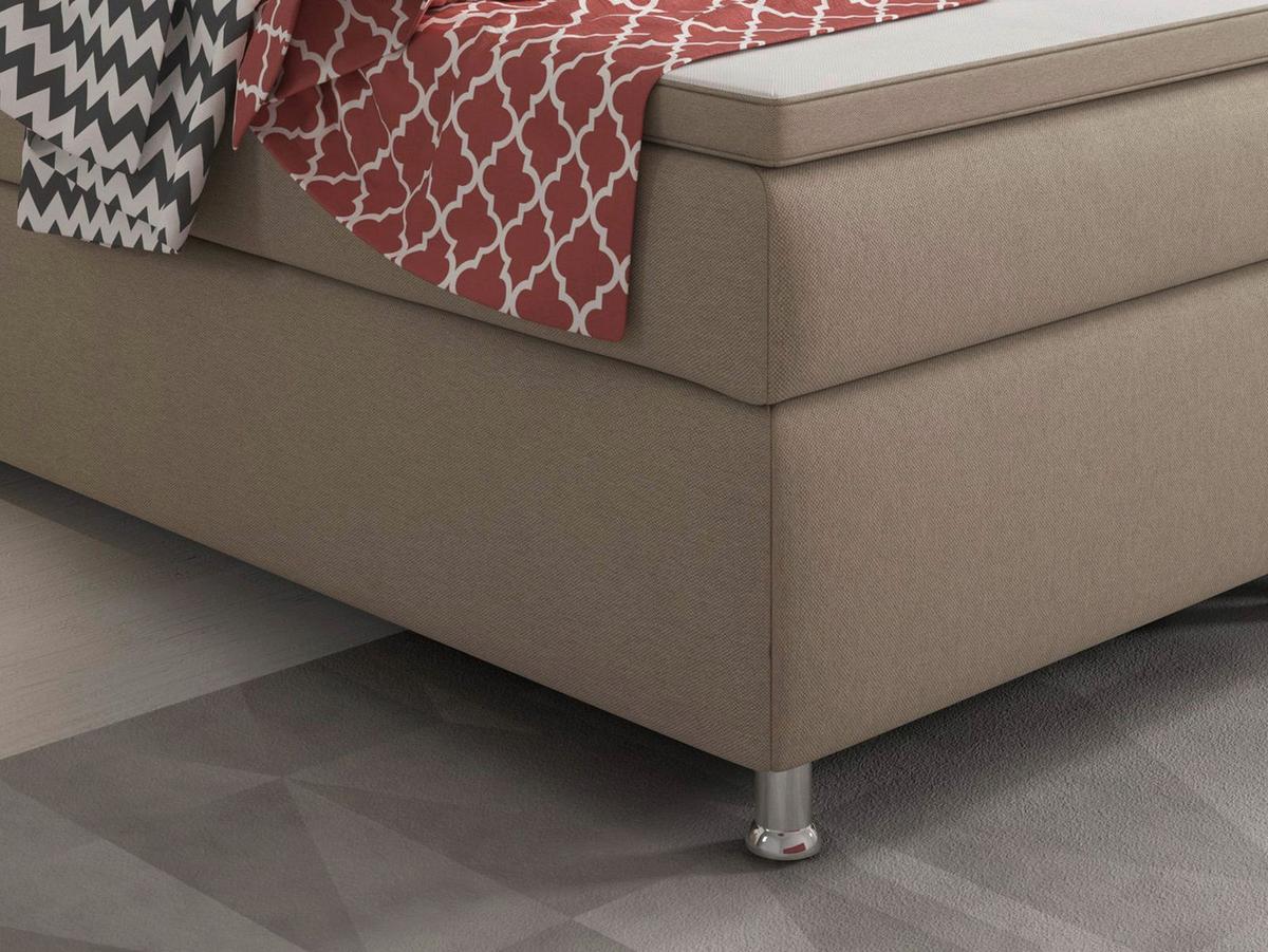 Boxspringbett Mit Topper 180x200 Cm King Size - Silberfarben/Cappuccino, KONVENTIONELL, Textil (180/115/210cm) - MID.YOU