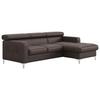 Ecksofa mit Schlaffunkttion Sammy Braun Leder - Chromfarben/Graubraun, Design, Leder (227/168cm) - Livetastic