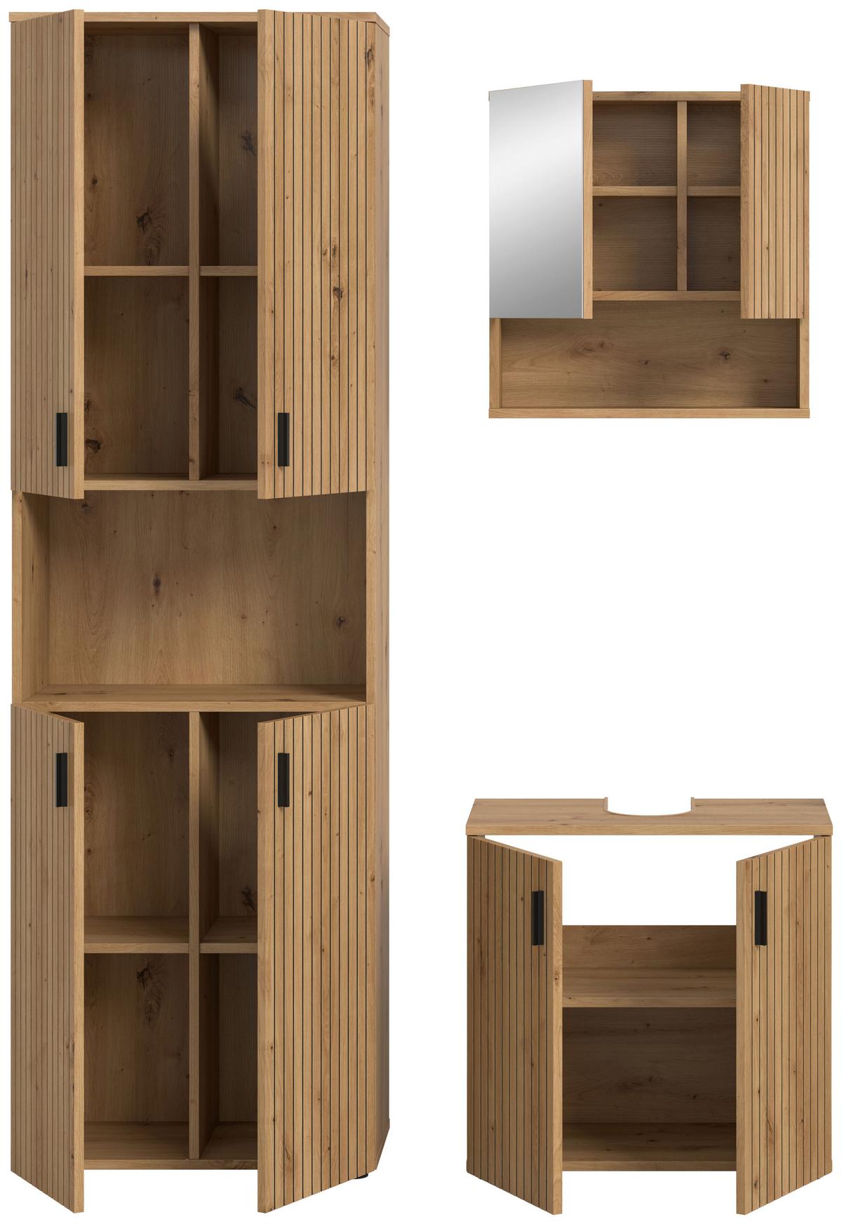 BADEZIMMER Eiche Artisan B: 120cm - Schwarz/Eiche Artisan, Basics, Holzwerkstoff (120cm) - MID.YOU