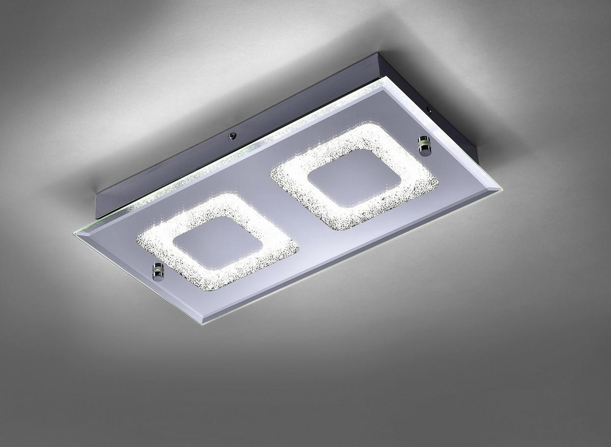 LED-Deckenleuchte Lisa L: 40 cm, Rechteckig - Chromfarben, KONVENTIONELL, Glas/Metall (40/7,5/24cm)