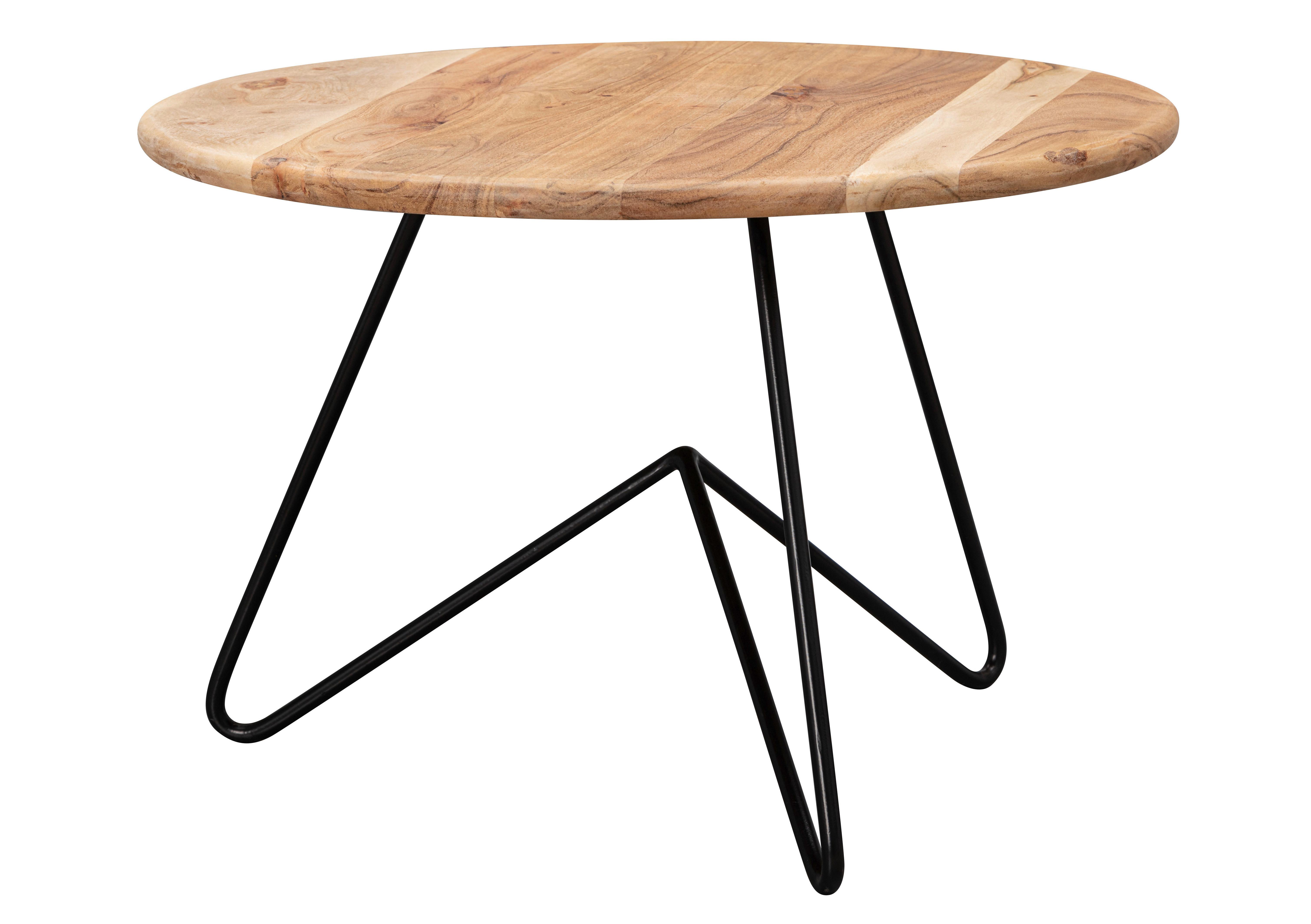 Couchtisch Rund mit Holzplatte , Akazie/Schwarz - Schwarz/Akaziefarben, MODERN, Holz/Metall (60/60/39,5cm) - MID.YOU