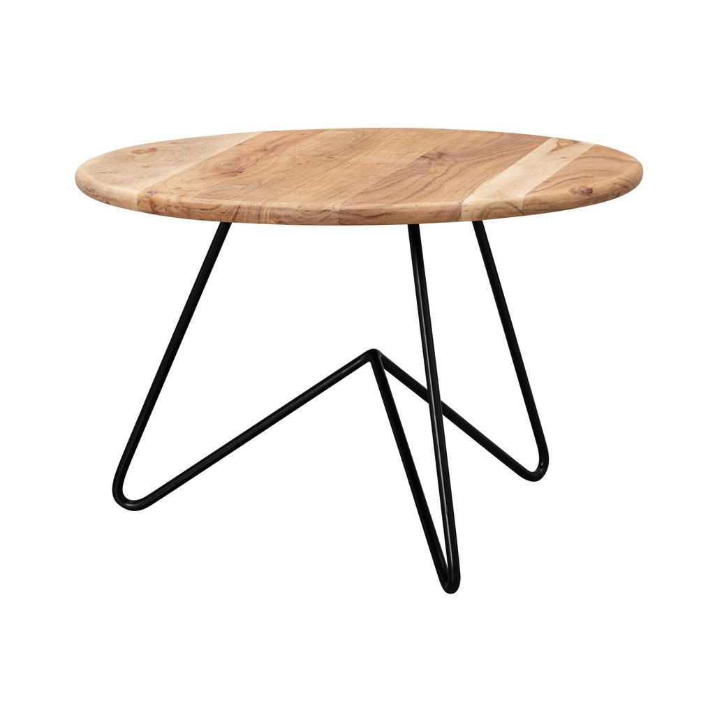 Couchtisch Rund Mit Holzplatte , Akazie/schwarz