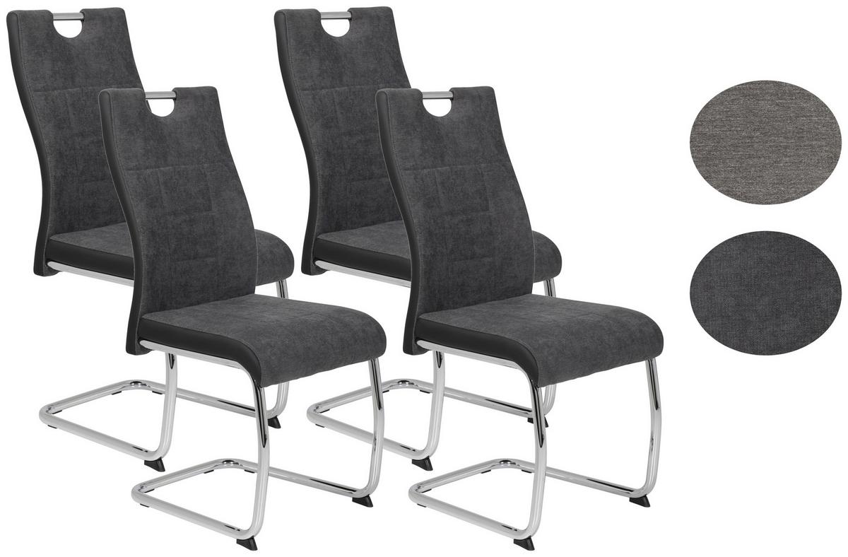 Schwingstuhl Alina S Anthrazit Gepolstert 4er-Set - Chromfarben/Anthrazit, MODERN, Textil/Metall (43/98/59cm) - MID.YOU