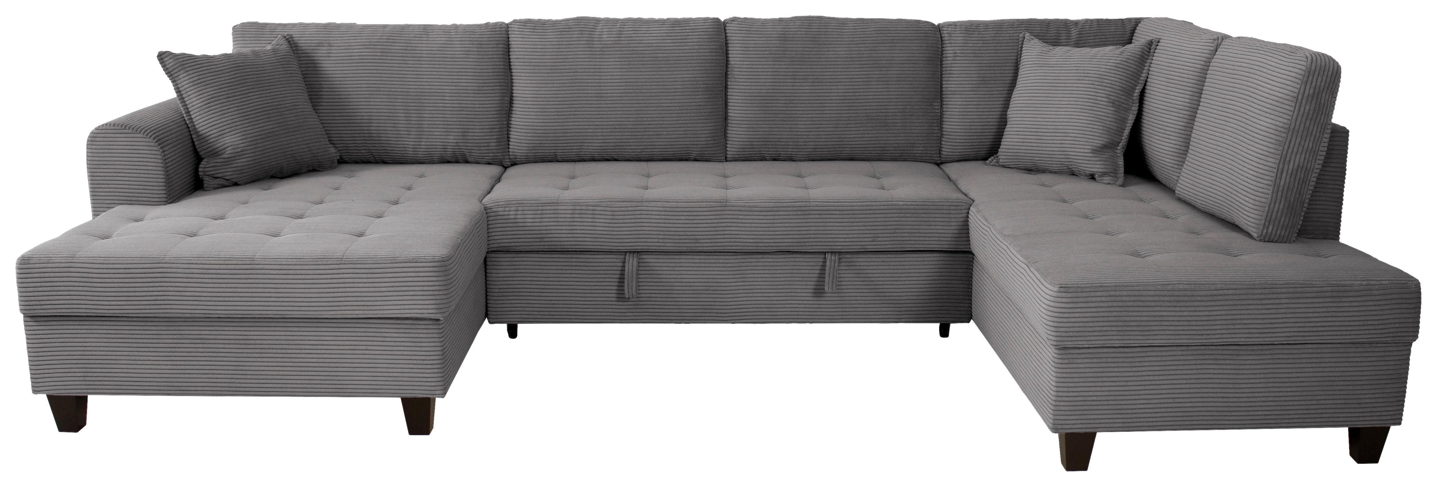 Wohnlandschaft Moritz Grau U-Form: 155x324x178 cm - Grau, Trend, Textil (155/324/178cm)