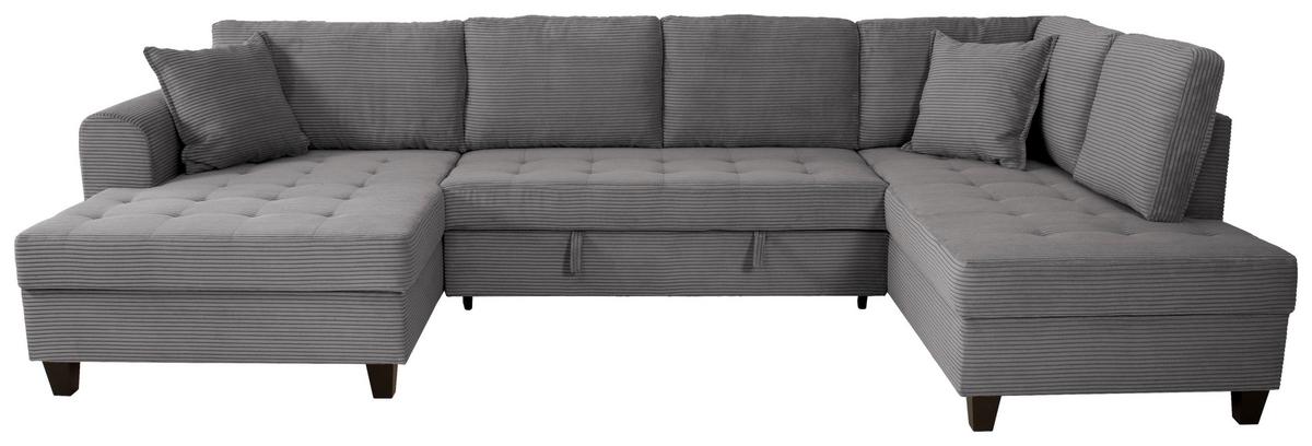 Wohnlandschaft Moritz Grau U-Form: 155x324x178 cm - Grau, Trend, Textil (155/324/178cm)