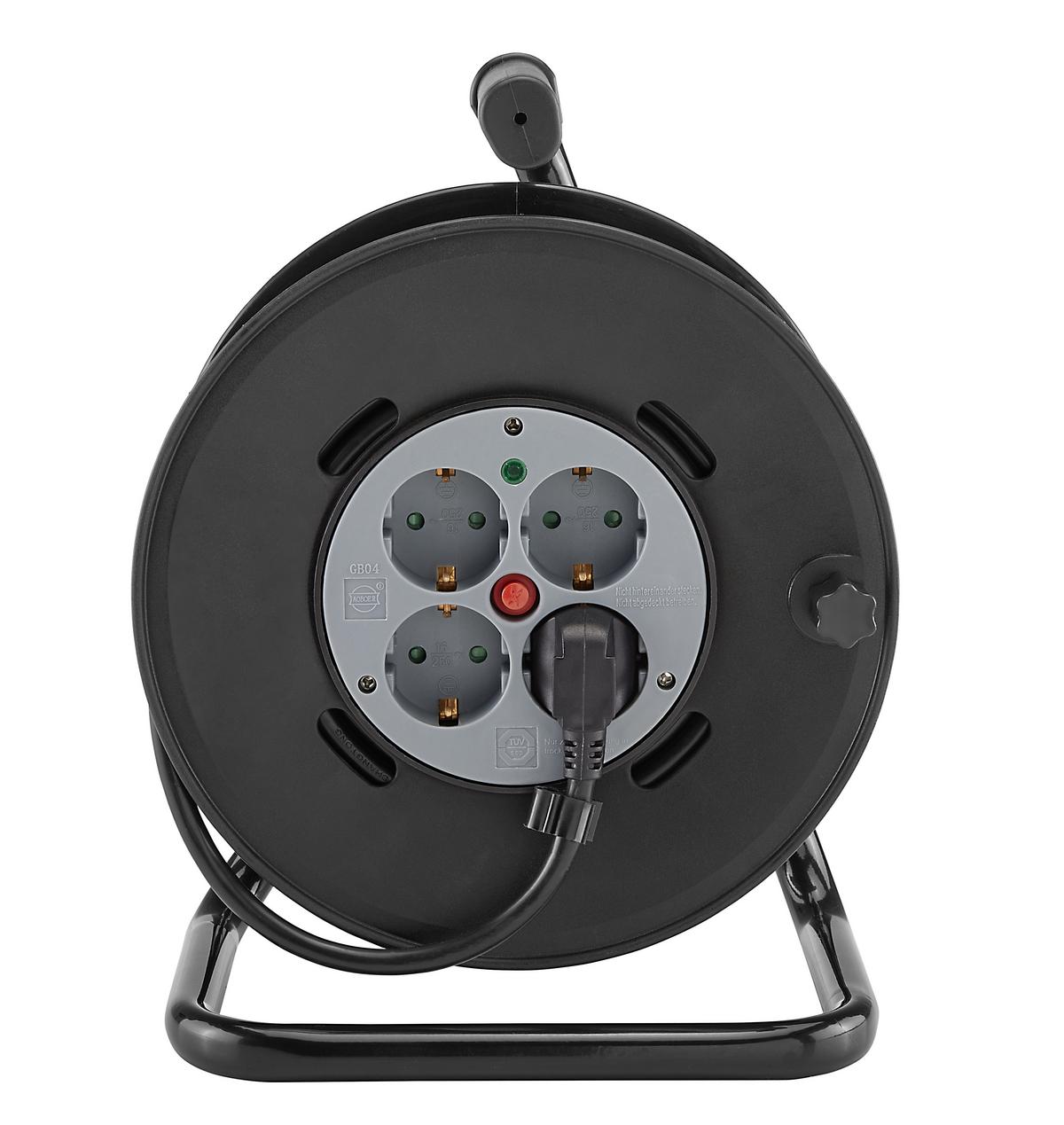 Kabeltrommel Albin 4 Steckdosen, 20 M Kabel - Schwarz/Grau, KONVENTIONELL, Kunststoff (23,5/18,8/32cm) - Homezone