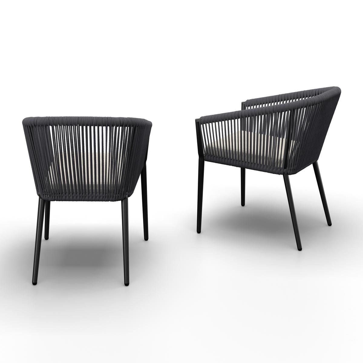 SADA ZAHRADNÍCH KŘESEL BENICIA - bílá/černá, Moderní, kov/textil (55/76/63cm) - Bessagi Garden