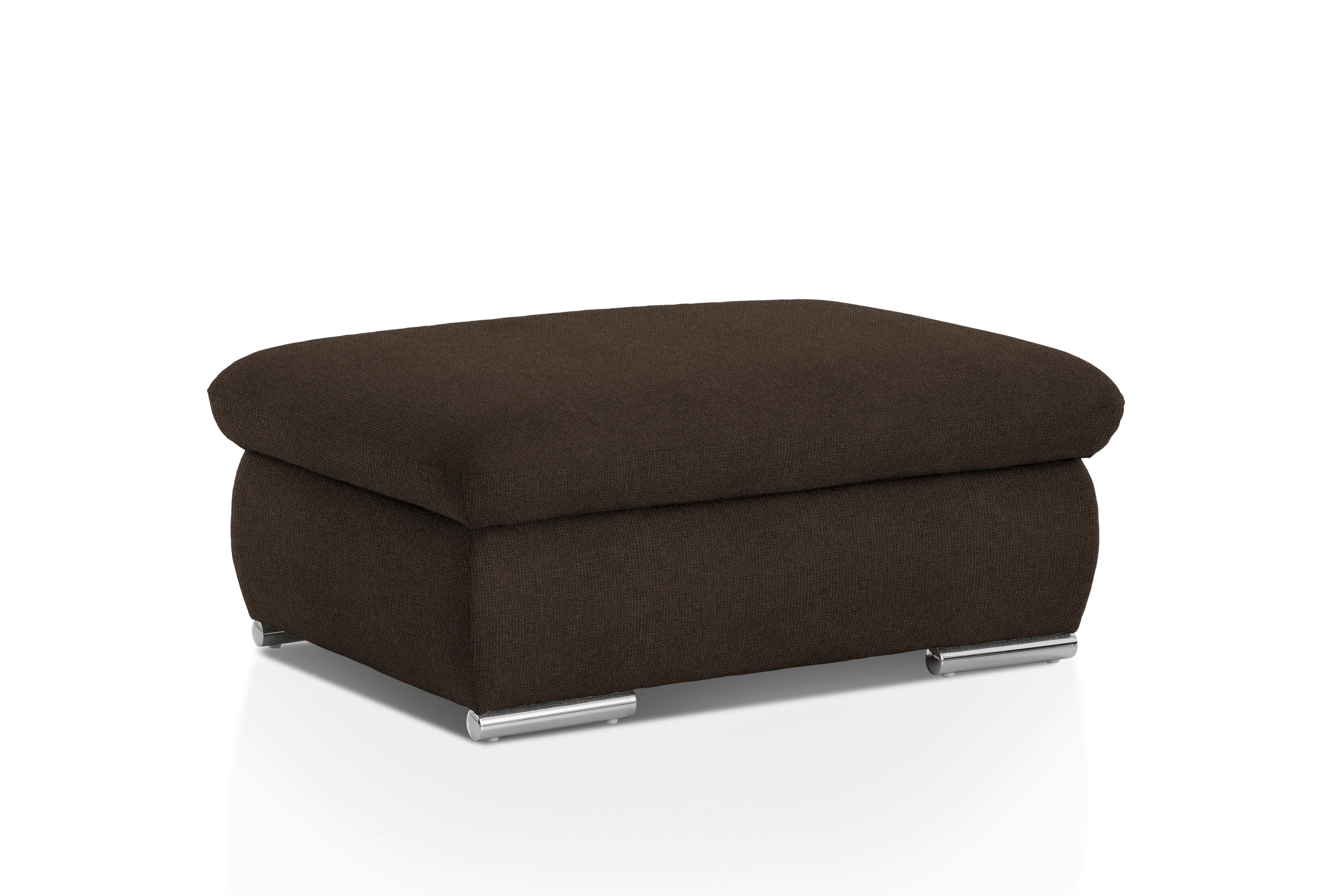 Polsterhocker Isona Braun Chenille - Chromfarben/Braun, Design, Textil (101/45/74cm) - Livetastic