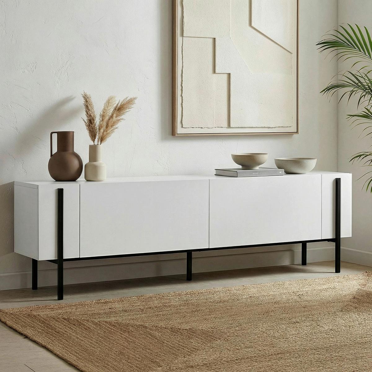 TV-ELEMENT Schwarz/Weiß B: 180cm - Schwarz/Weiß, MODERN, Holzwerkstoff (180/45/30cm)