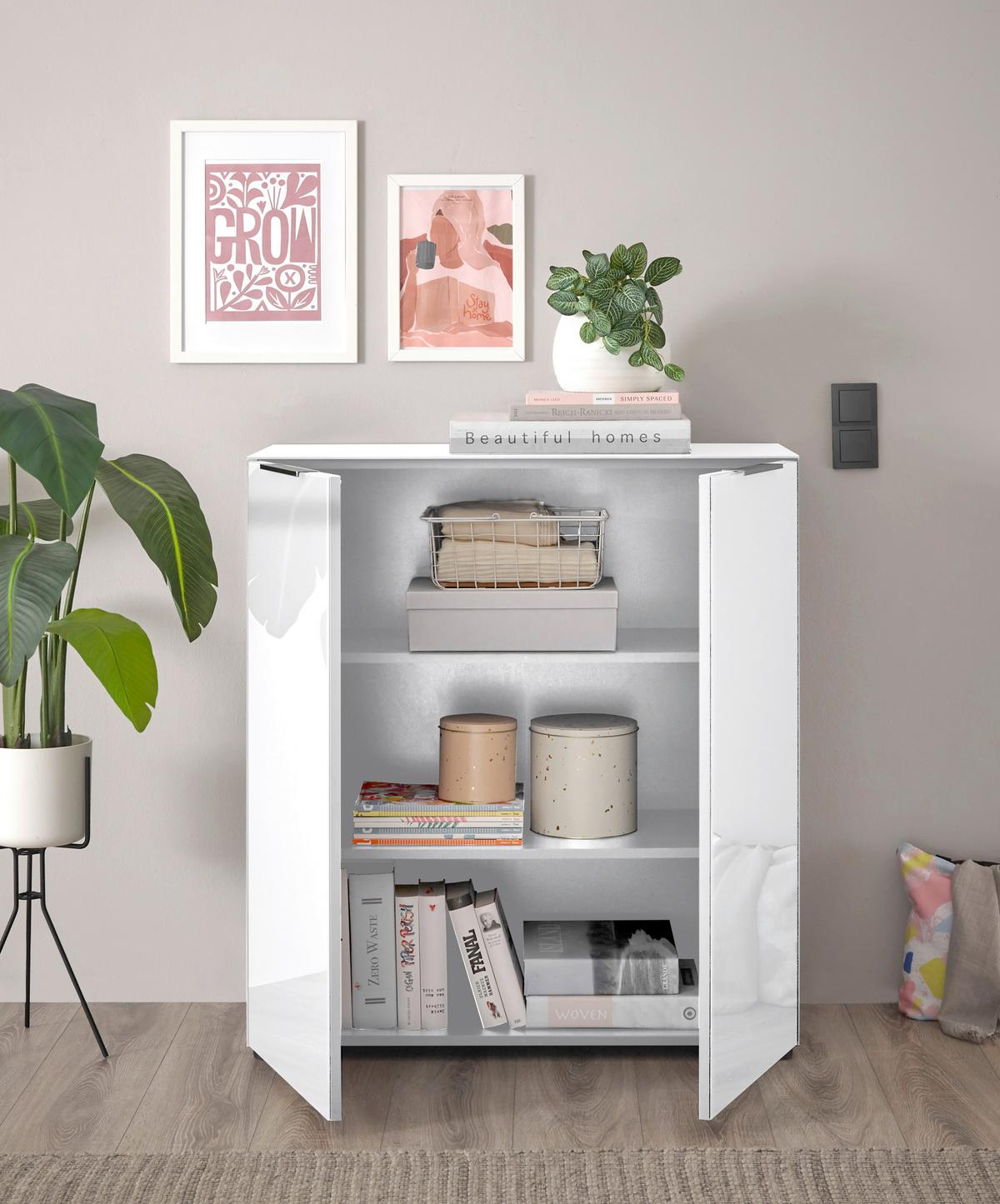 KOMODA SIENA -EXKLUSIV- - čierna/biela, Modern, kov/kompozitné drevo (90/99/40cm) - Mömax