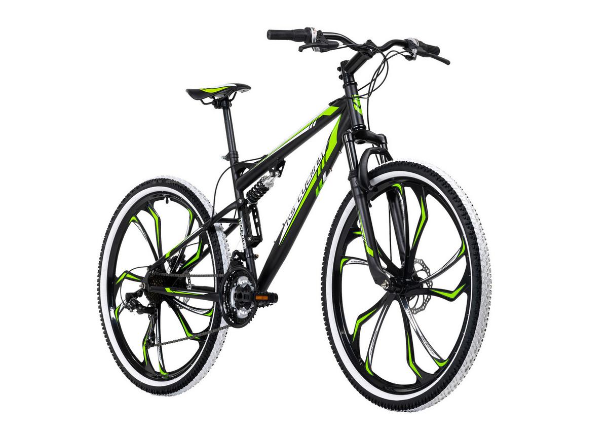 Mountainbike Fully 27,5 Zoll Scrawler 21 Gänge - Schwarz/Grün, Basics, Metall - KS Cycling