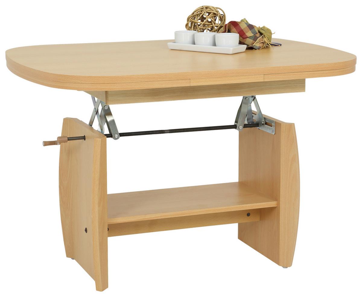 Couchtisch Höhenverstellbar + Ablagefach Michael, Buchefarbe - Buchefarben, Basics, Holzwerkstoff (90 - 142/52 - 62/68cm) - MID.YOU