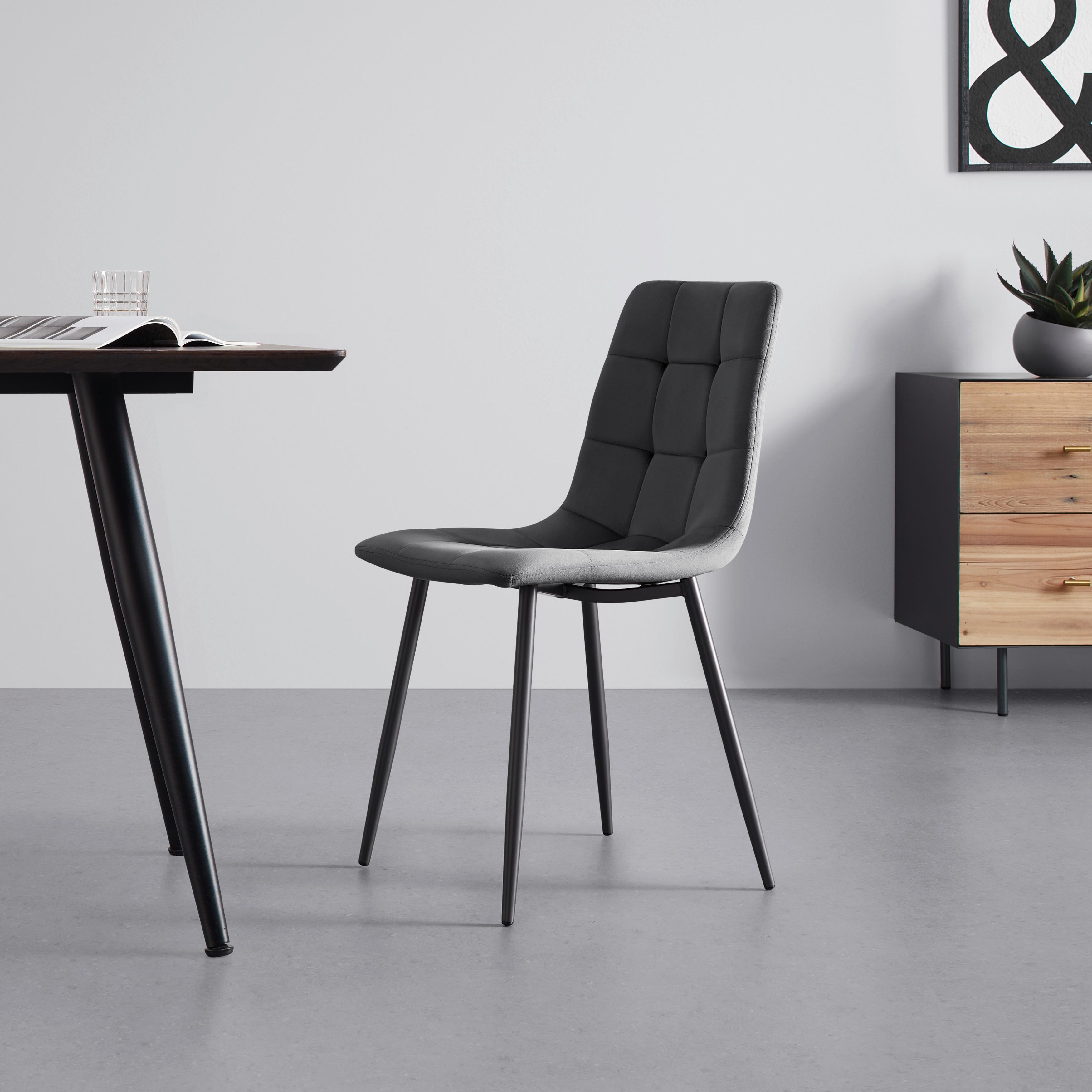 Jídelní židle RIA šedá - černá/tmavě šedá, Moderní, kov/dřevo (43,5/87/54cm) - Bessagi Home