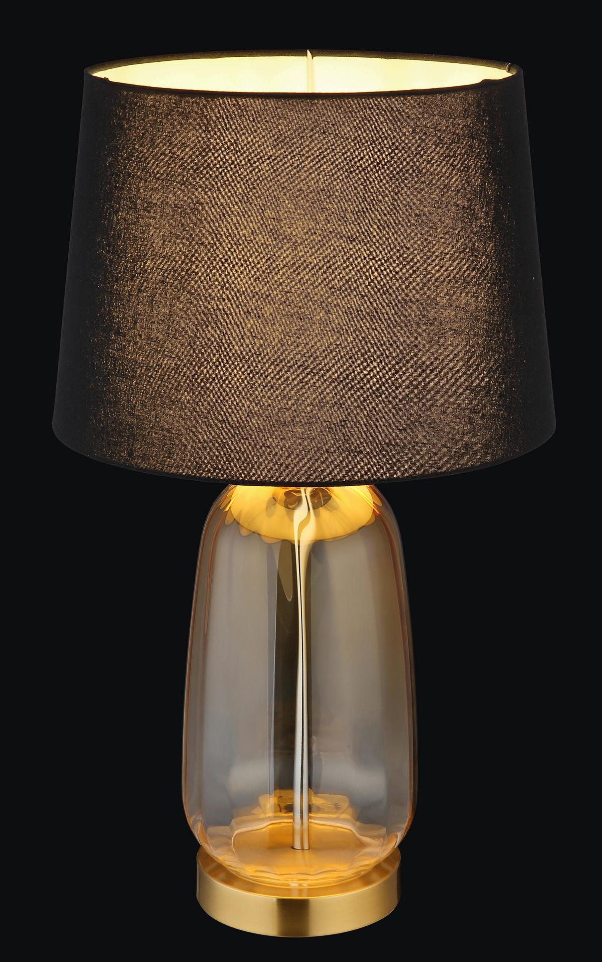 Tischleuchte 24142s - Klar/Messingfarben, KONVENTIONELL, Glas/Textil (30/52cm) - Globo
