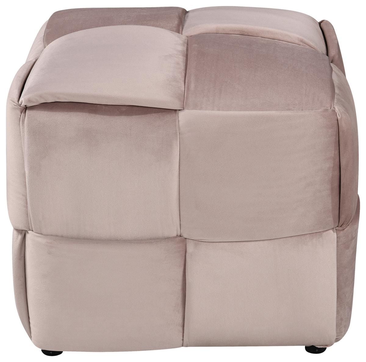 Štvorcová taburetka ELLIOT, hnedofialová, max. do 120 kg - čierna/pink, Modern, drevo/textil (46/41/46cm) - Mömax