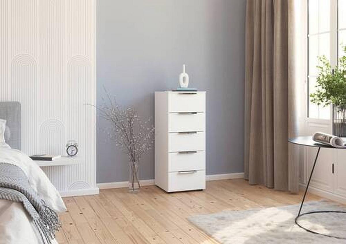 Kommode Flipp Weiß/chromfarben B: 40 Cm - Chromfarben/Schwarz, MODERN, Holzwerkstoff (40/100/42cm) - Rauch Möbel