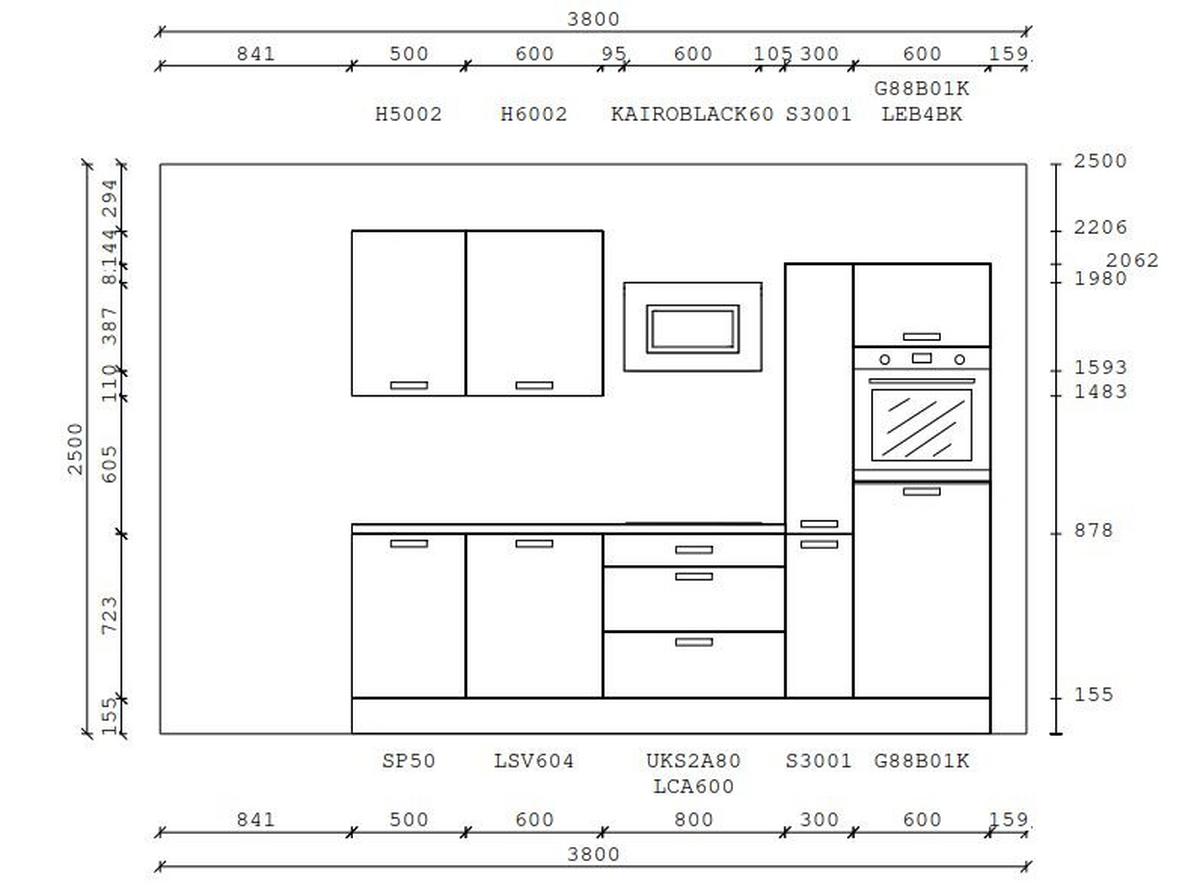 Kuchyňský blok PN210 vč.5 spotřebičů, 280 cm - bílá/šedá, Moderní, kompozitní dřevo (280cm) - Pino