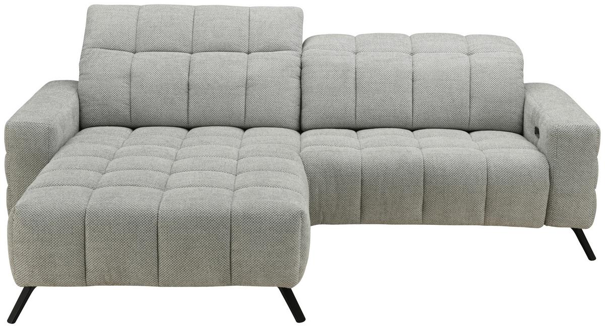 Ecksofa Milano Microfaser Hellgrau, B: 178 Cm - Hellgrau/Schwarz, MODERN, Holz/Textil (178/256cm) - Luca Bessoni