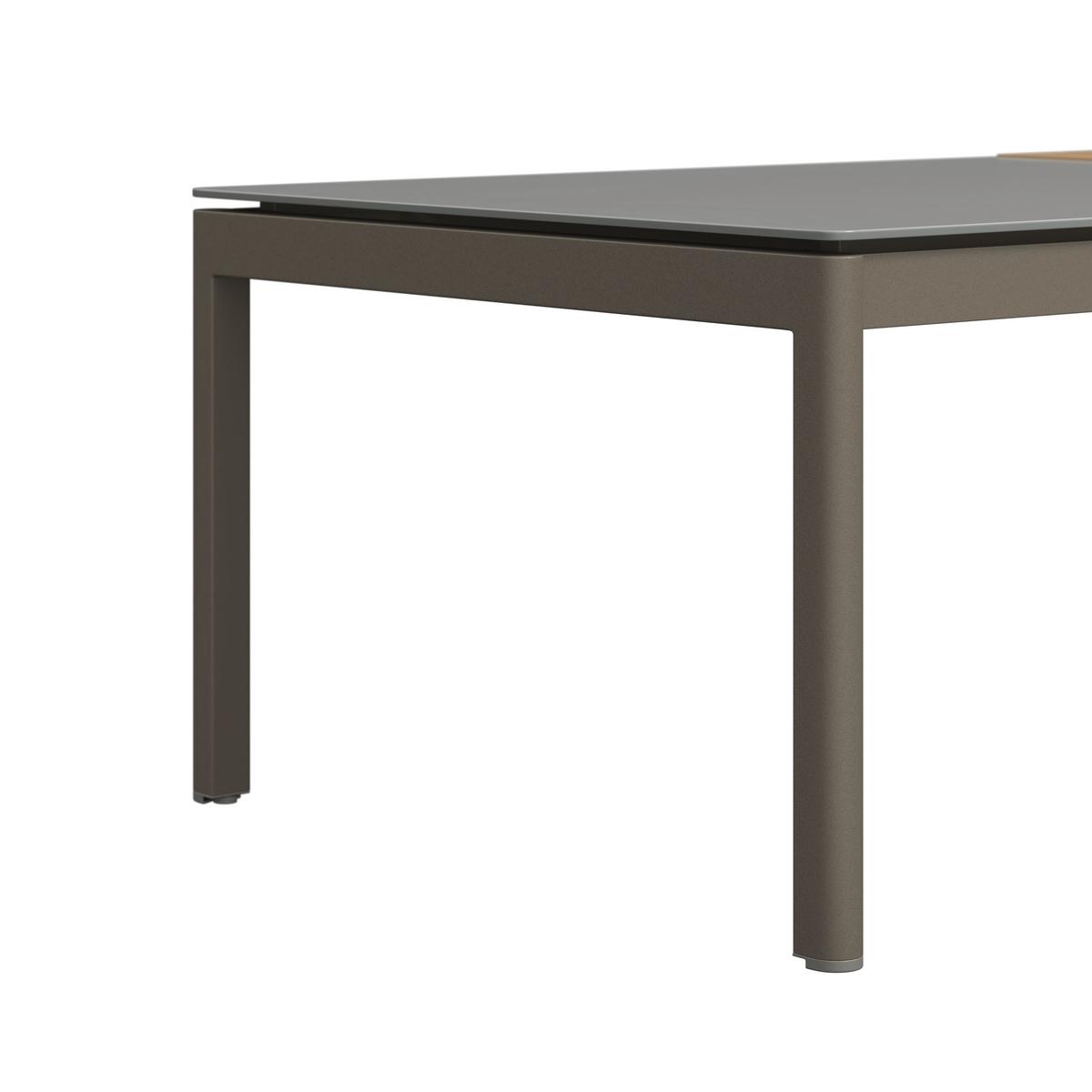 Loungegarnitur Kreta - Grau/Teakfarben, Basics, Glas/Kunststoff (228/214cm) - Beldano