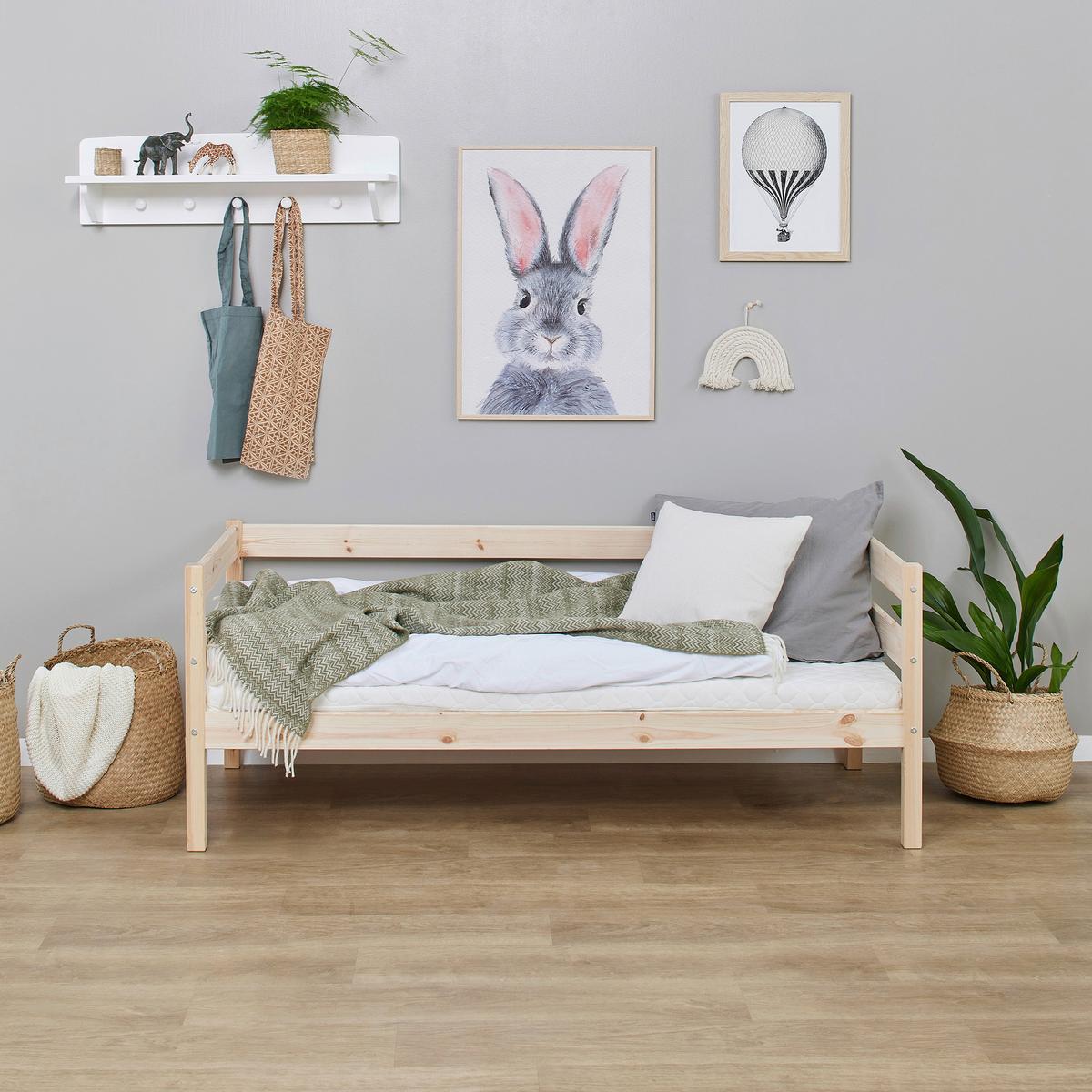 Kinder-/Juniorbett Comfort Vollmassiv, Lf: 70x160 C - Naturfarben/Kieferfarben, MODERN, Holz (70/160cm) - MID.YOU