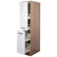 Potravinová skříňka Venezia-Valero 30cm - Sonoma dub/vysoce lesklá bílá, Moderní, kov/kompozitní dřevo (30/161,6/57cm) - FlexWell