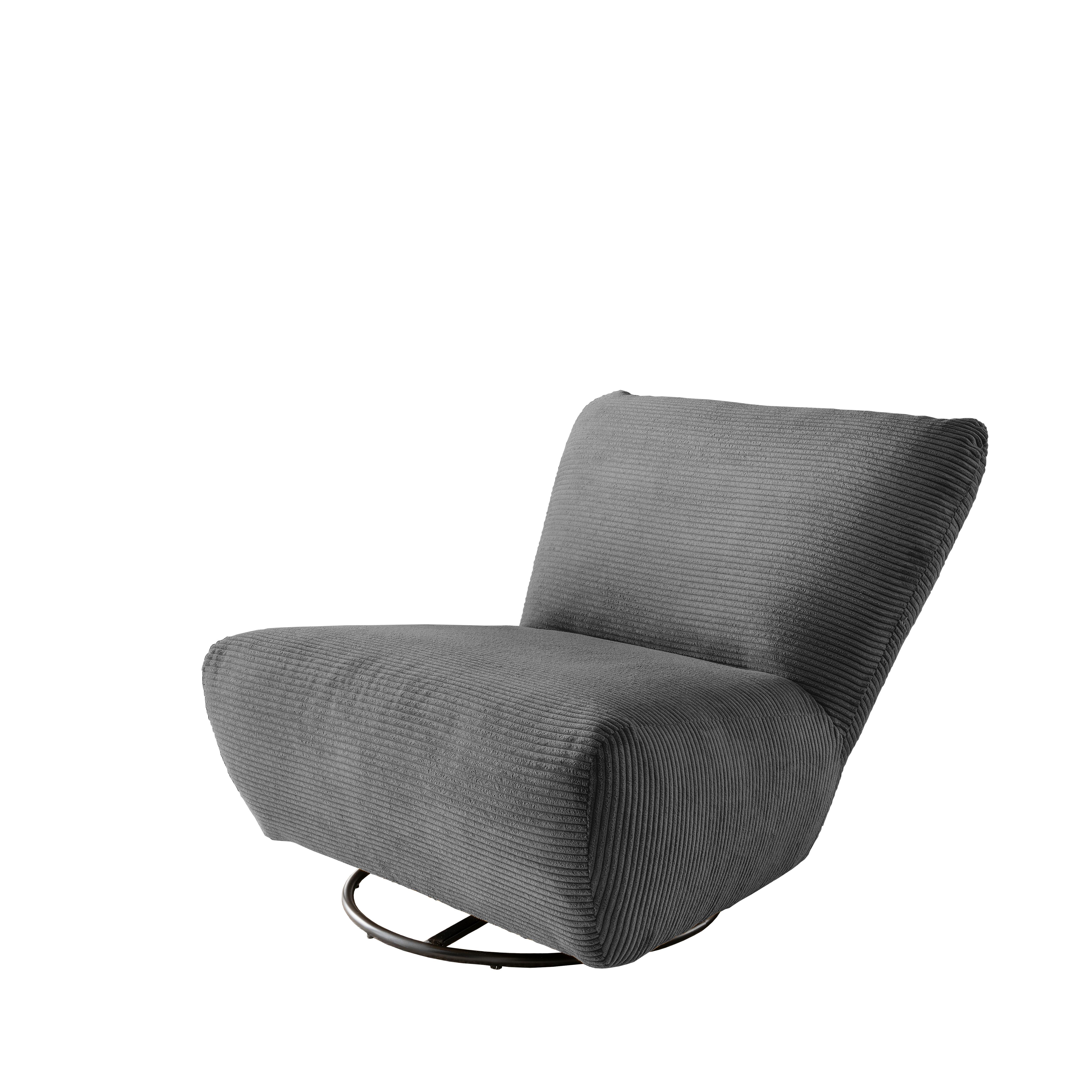 XXL-Sessel Cremallo Grau 360° drehbar, B: 95 cm - Schwarz/Grau, Trend, Textil (95/77/94cm) - Livetastic