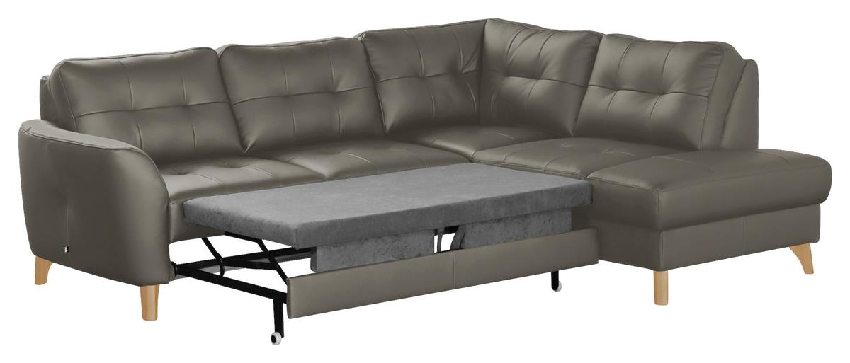 Ecksofa Nordic Schlammfarben S: 236x190 cm - Schlammfarben/Buchefarben, Design, Leder/Textil (236/190cm) - Livetastic