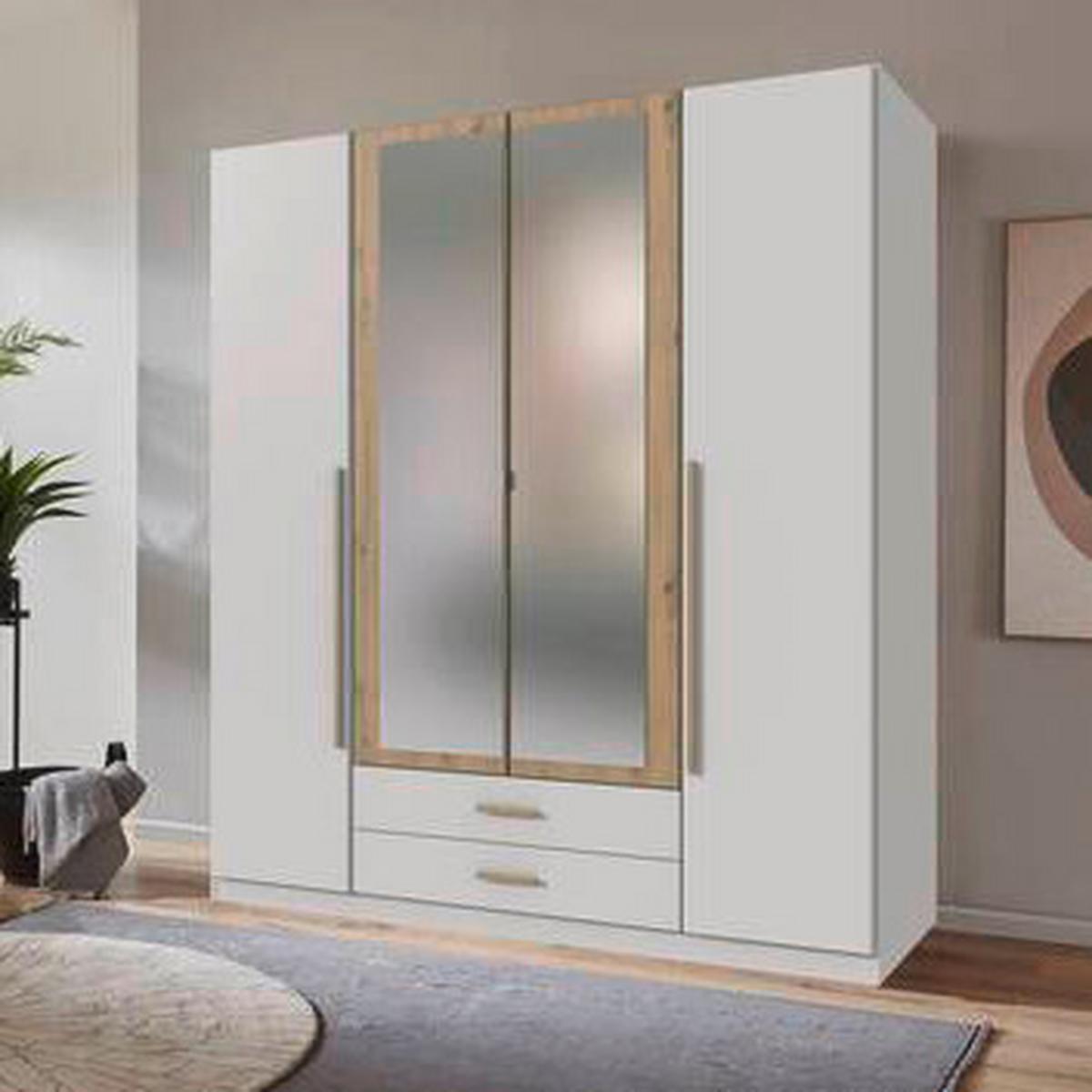 Šatní skříň MARBURG, šířka 180 cm - bílá/dub artisan, Konvenční, kompozitní dřevo/sklo (180/199/58cm) - Mömax