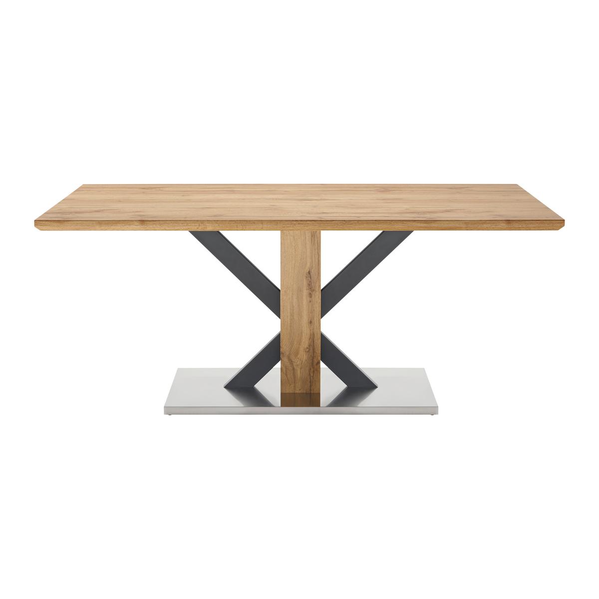 Jídelí stůl KLEMENTIN 180 - černá/barvy dubu, Moderní, kov/kompozitní dřevo (180/76/90cm) - Bessagi Home