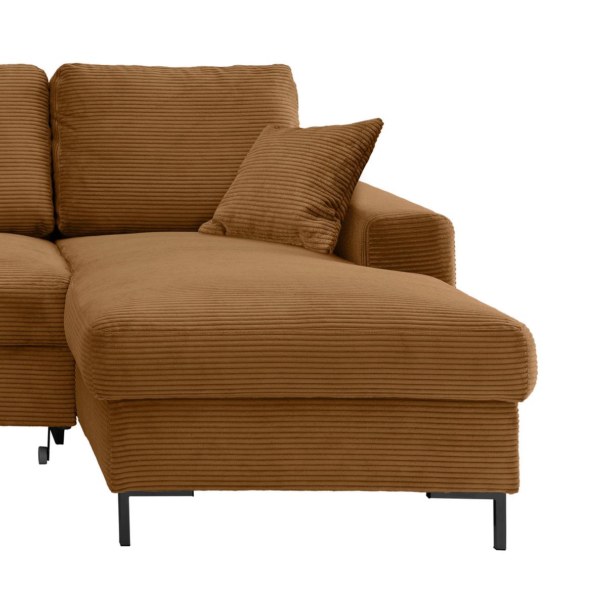 Eckschlafsofa Zona, Goldfarben S: 237x143 Cm - Goldfarben/Schwarz, KONVENTIONELL, Textil (237/143cm) - Livetastic