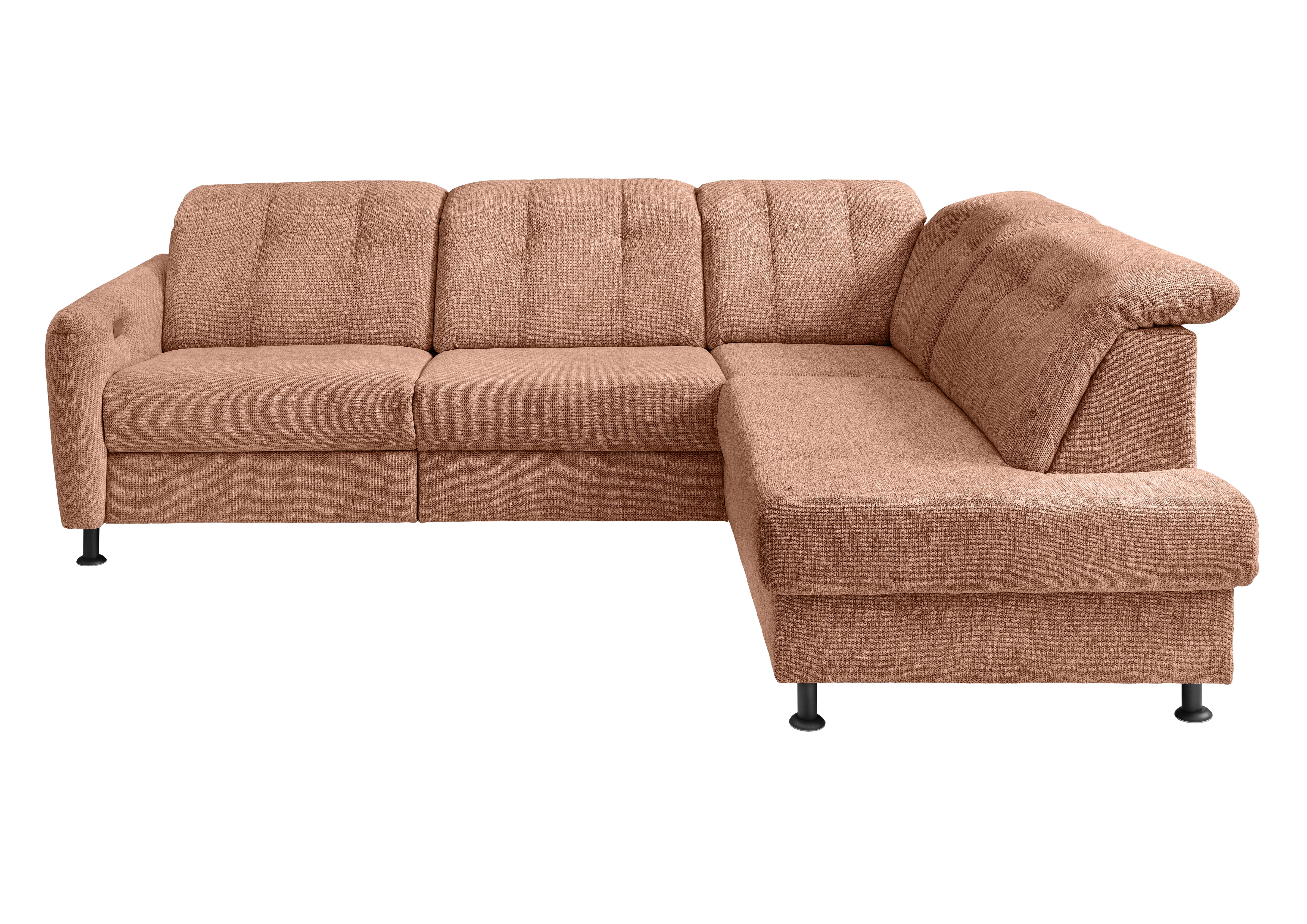 Ecksofa Minori Chenille Koralle, S: 270x198 cm - Koralle/Schwarz, MODERN, Textil (270/198cm) - Livetastic
