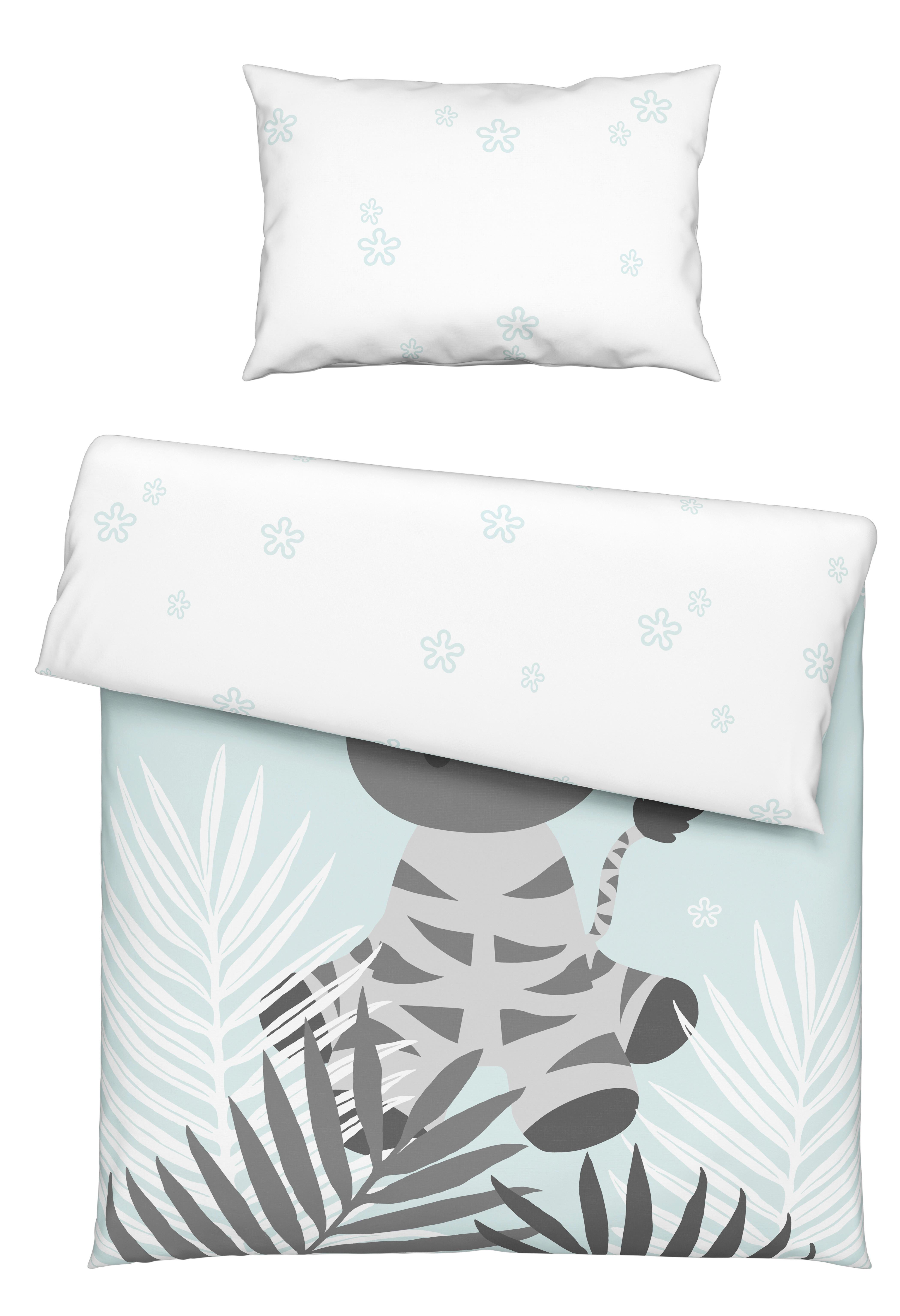 Povlečení Dětské Zebra Wende, 100/135, 40/60 Cm - bílá/modrá, textil (100/135cm) - Modern Living