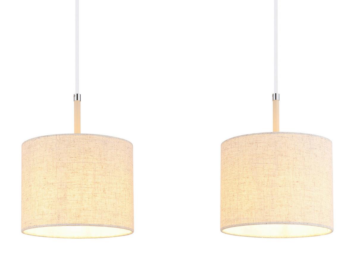 ZÁVESNÉ SVIETIDLO DELEON - piesková/biela, Design, kov/textil (90/20/120cm) - Globo