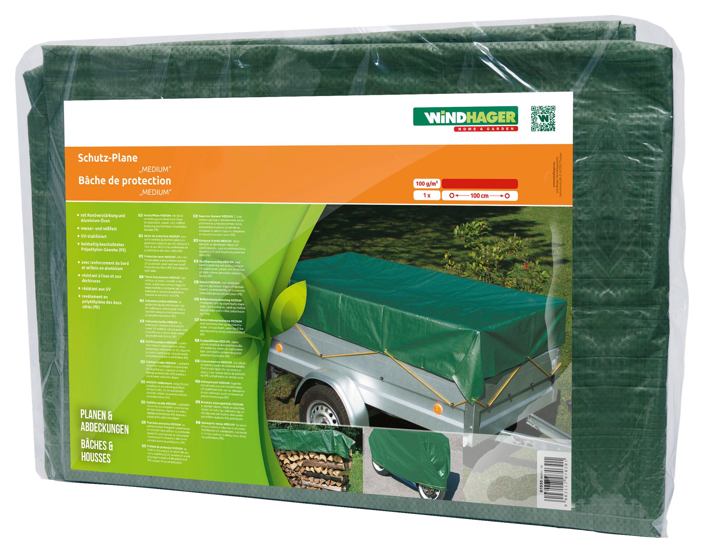 Schutzplane mit Ösen 3x4 m Medium Grün - Grün, Basics (300/400cm)