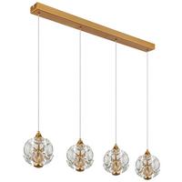 LED-Hängeleuchte Virina L:93cm Klar Goldfarben Transparent - Klar/Transparent, KONVENTIONELL, Glas/Kunststoff (93/15/150cm) - Globo