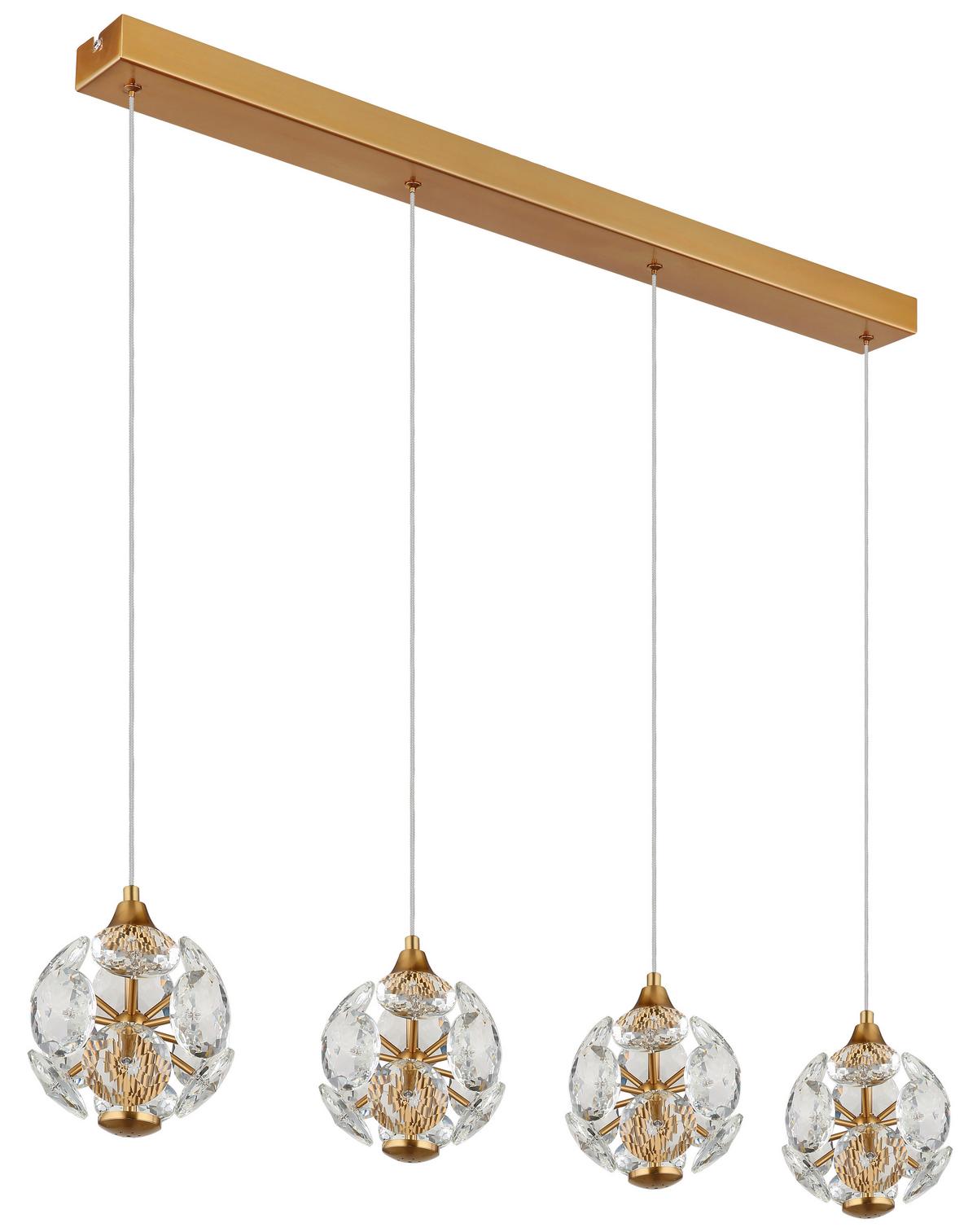 LED-Hängeleuchte Virina L:93cm Klar Goldfarben Transparent - Klar/Transparent, KONVENTIONELL, Glas/Kunststoff (93/15/150cm) - Globo
